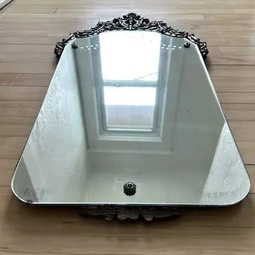 Antique Ornate Carved Wood Etched Mirror
