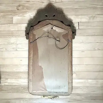 Antique Ornate Carved Wood Etched Mirror