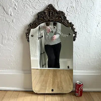 Antique Ornate Carved Wood Etched Mirror