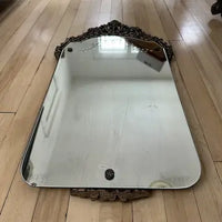 Antique Ornate Carved Wood Etched Mirror
