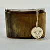 Antique Primitive Carved Cow Horn and Wood Snuff Box