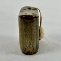 Antique Primitive Carved Cow Horn and Wood Snuff Box