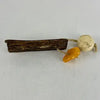 Antique Primitive Carved Cow Horn and Wood Snuff Box