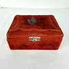 Antique Red Plush Velvet Sewing Box with Applied Squirrel and Bone Tools