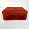 Antique Red Plush Velvet Sewing Box with Applied Squirrel and Bone Tools