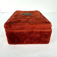 Antique Red Plush Velvet Sewing Box with Applied Squirrel and Bone Tools