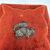 Antique Red Plush Velvet Sewing Box with Applied Squirrel and Bone Tools