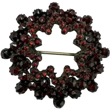 Antique Rose Cut Garnet Star Brooch
