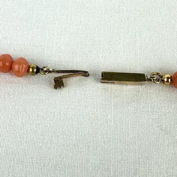 Antique Salmon Coral Beaded Necklace with 14k Gold Clasp