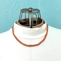Antique Salmon Coral Beaded Necklace with 14k Gold Clasp