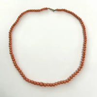Antique Salmon Coral Beaded Necklace with 14k Gold Clasp