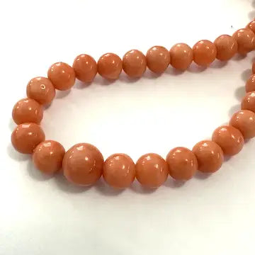 Antique Salmon Coral Beaded Necklace with 14k Gold Clasp