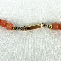 Antique Salmon Coral Beaded Necklace with 14k Gold Clasp