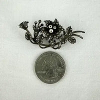 Antique Silver and Seed Pearl Floral Brooch
