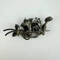 Antique Silver and Seed Pearl Floral Brooch