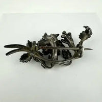 Antique Silver and Seed Pearl Floral Brooch