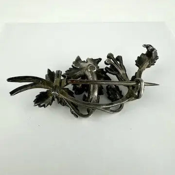Antique Silver and Seed Pearl Floral Brooch