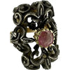 Antique Silver Topped 10k Gold & Tourmaline Ring