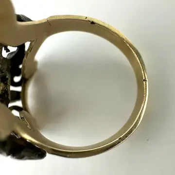 Antique Silver Topped 10k Gold & Tourmaline Ring