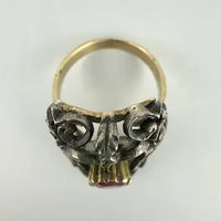 Antique Silver Topped 10k Gold & Tourmaline Ring