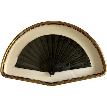Antique Spanish Ladies Hand Fan Framed in Shadow Box