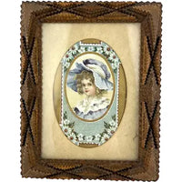Antique Tramp Art Tabletop Picture Frame