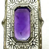 Art Deco 10k White Gold Amethyst Pendant Necklace