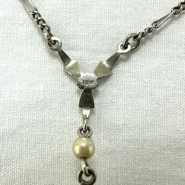 Art Deco 10k White Gold Amethyst Pendant Necklace