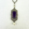 Art Deco 10k White Gold Amethyst Pendant Necklace