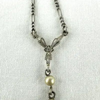Art Deco 10k White Gold Amethyst Pendant Necklace