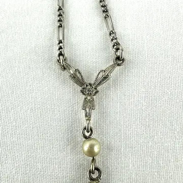 Art Deco 10k White Gold Amethyst Pendant Necklace