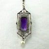 Art Deco 10k White Gold Amethyst Pendant Necklace