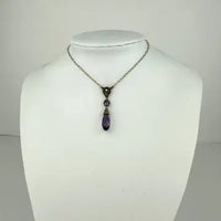 Art Deco 14K Gold Amethyst Pearl Lavalier Necklace