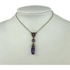 Art Deco 14K Gold Amethyst Pearl Lavalier Necklace