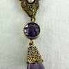 Art Deco 14K Gold Amethyst Pearl Lavalier Necklace
