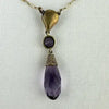 Art Deco 14K Gold Amethyst Pearl Lavalier Necklace