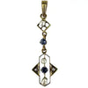Art Deco 14k Gold Blue Topaz and Pearl Lavalier Pendant