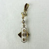 Art Deco 14k Gold Blue Topaz and Pearl Lavalier Pendant
