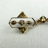 Art Deco 14k Gold Blue Topaz and Pearl Lavalier Pendant