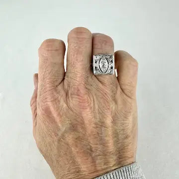 Art Deco 14k White Gold Diamond Ring