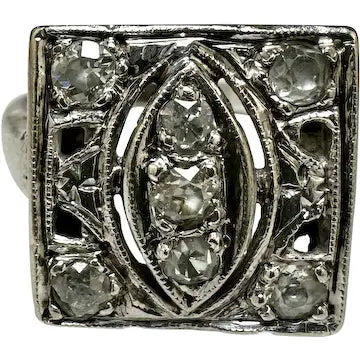 Art Deco 14k White Gold Diamond Ring