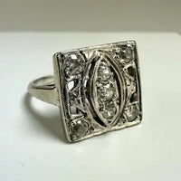 Art Deco 14k White Gold Diamond Ring