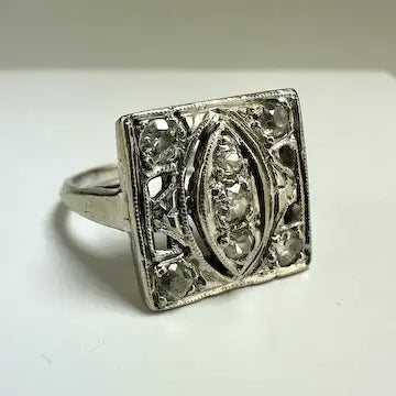 Art Deco 14k White Gold Diamond Ring