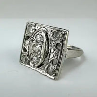 Art Deco 14k White Gold Diamond Ring