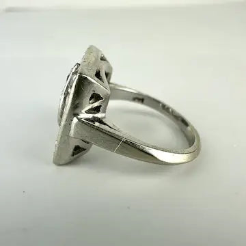 Art Deco 14k White Gold Diamond Ring