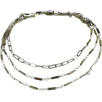 Art Deco 14k White and Yellow Gold Specialty Link Necklace