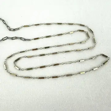 Art Deco 14k White and Yellow Gold Specialty Link Necklace