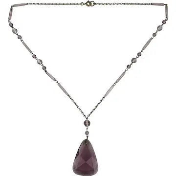 Art Deco Czech Glass Lavalier Necklace