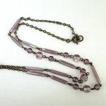 Art Deco Czech Glass Lavalier Necklace