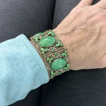 Art Deco Czech Peking Glass & Enamel Bracelet